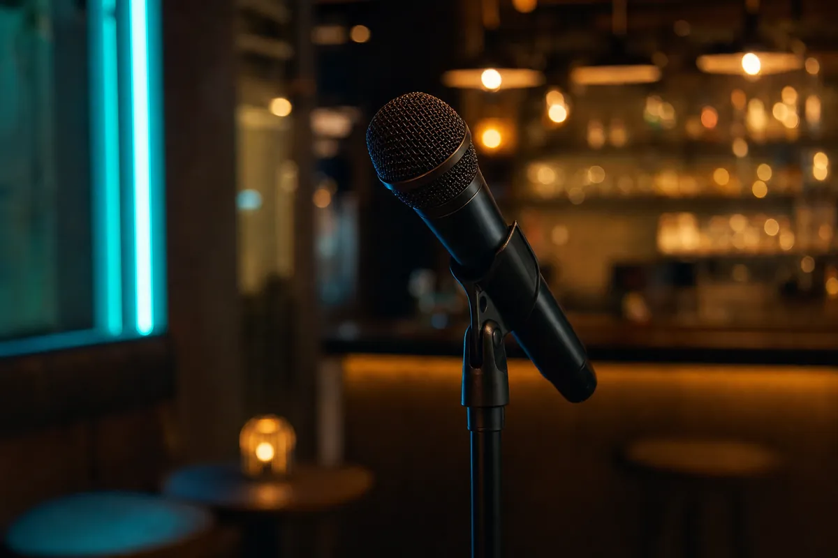 Un microfono pronto per una serata karaoke